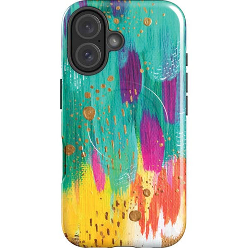 Turquoise Brush Stroke by Etta Vee iPhone 16 Plus Magsafe Impact Case